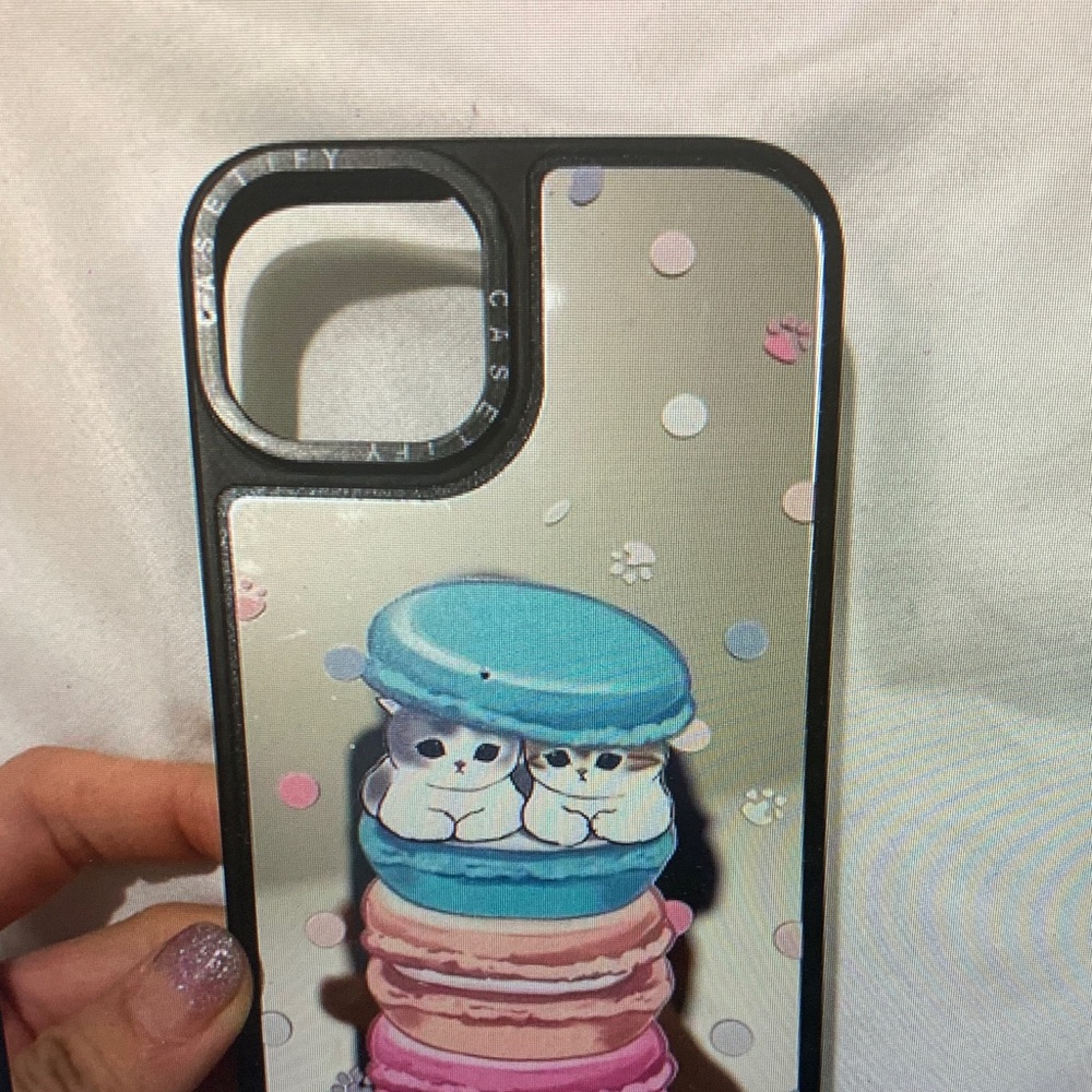 Casetify Blue and Pink Macaron Cat Phone Case